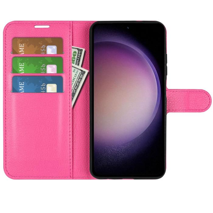 Bild 2,  Samsung Galaxy S23 FE Fodral Litchi Textur Rosa