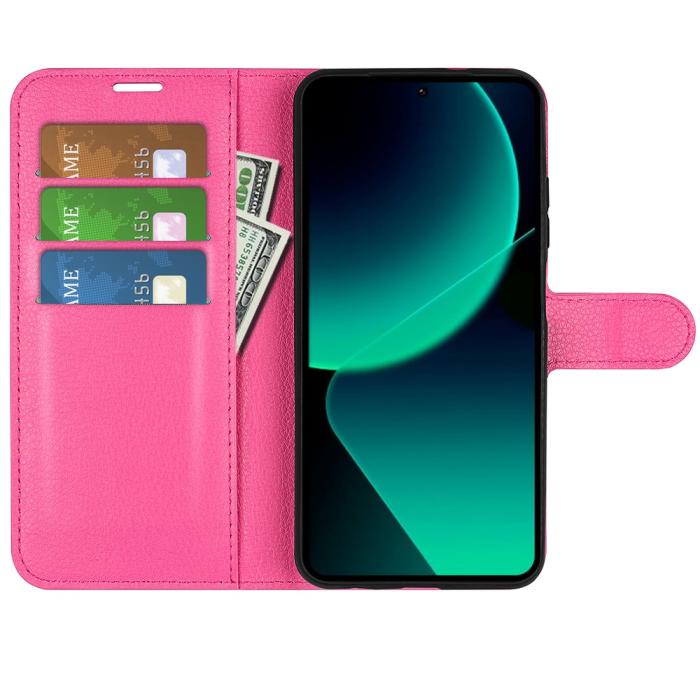 Bild 2,  Xiaomi 13T / 13T Pro Fodral Litchi Läder Rosa