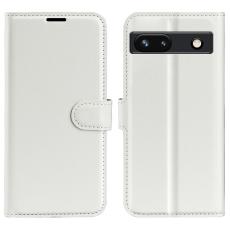  Google Pixel 7A Fodral Litchi Textur L&auml;der Vit