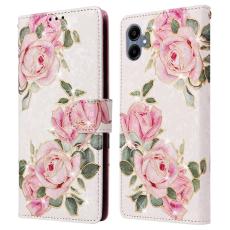  Samsung Galaxy A07 Fodral RFID L&auml;der Rosa Blommor