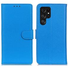  Samsung Galaxy S24 Ultra Fodral Litchi L&auml;der Bl&aring;