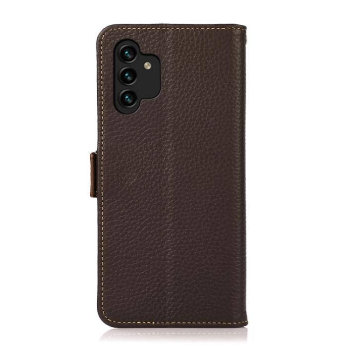 Bild 3, KHAZNEH KHAZNEH Samsung Galaxy A13 4G Fodral RFID Äkta Läder Brun
