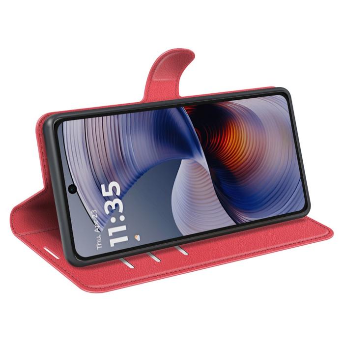 Bild 3,  Motorola Moto G55 5G Fodral Litchi Läder Röd