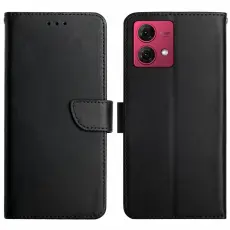  Motorola Moto G84 5G Fodral &Auml;kta L&auml;der Svart
