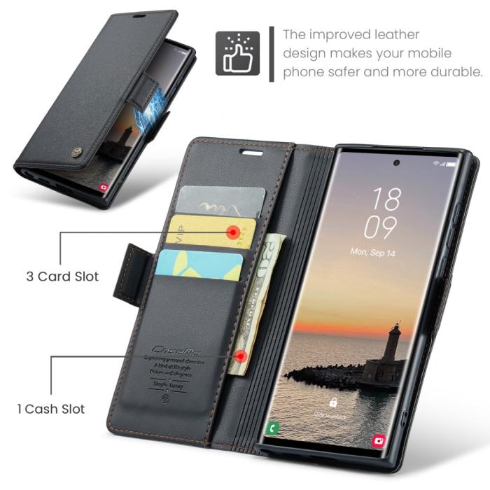 Bild 6, CASEME CASEME Galaxy S25 Ultra Fodral RFID Slim Läder Svart