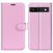 Google Pixel 7A Fodral Litchi Textur Läder Ljus Rosa