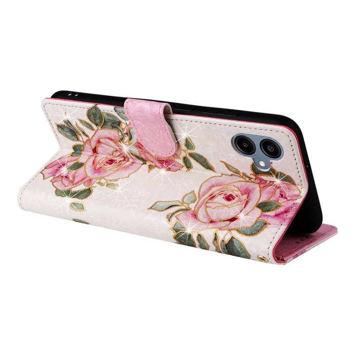 Bild 4,  Samsung Galaxy A07 Fodral RFID Läder Rosa Blommor