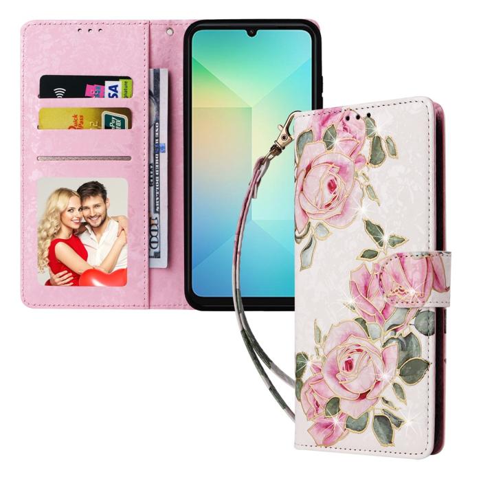Bild 5,  Samsung Galaxy A07 Fodral RFID Läder Rosa Blommor