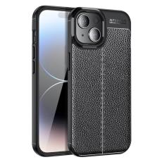  iPhone 15 Plus Skal Litchi Textur Svart