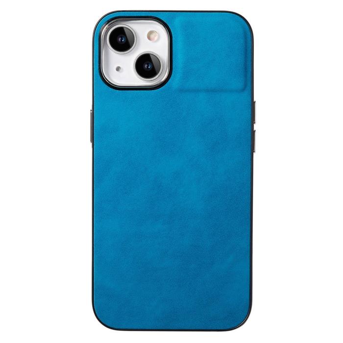 Bild 3,  iPhone 15 Plus Skal Läderbelagt Skin Touch Blå