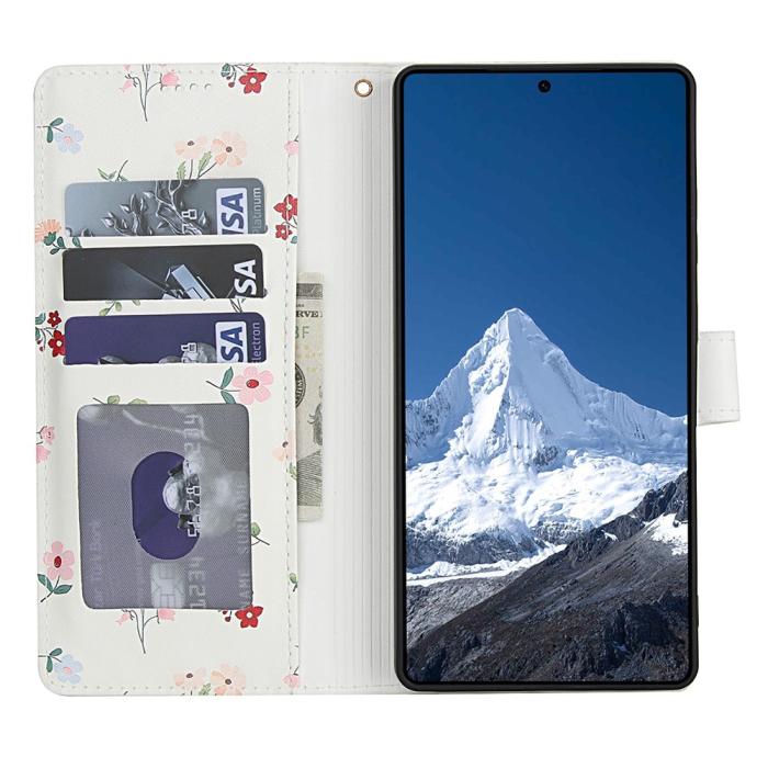 Bild 2,  Samsung Galaxy S26 Ultra Fodral Rhombus Läder Blommor Vit