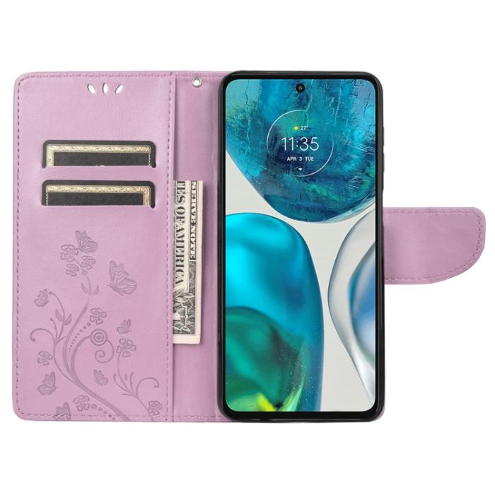 Bild 4,  Motorola Moto G52/G82 Fodral Blommigt Tryck Ljus Lila
