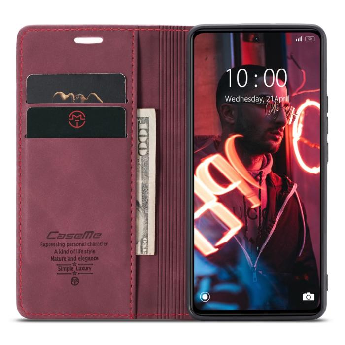 Bild 2, CASEME CASEME Xiaomi Redmi Note 12 Pro 5G Fodral Retro Flip Läder Vinröd