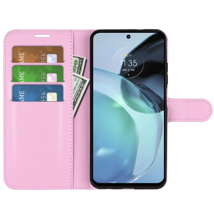 Bild 2,  Google Pixel 7A Fodral Litchi Textur Läder Ljus Rosa