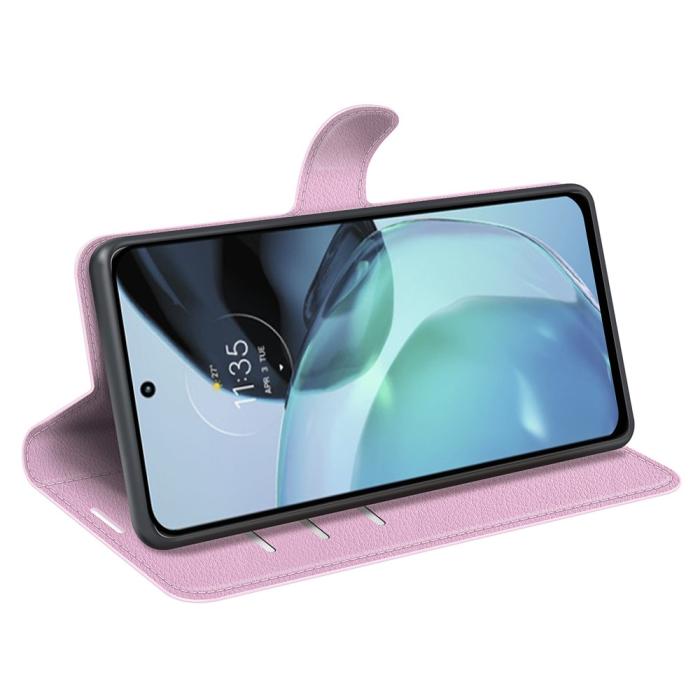 Bild 3,  Google Pixel 7A Fodral Litchi Textur Läder Ljus Rosa