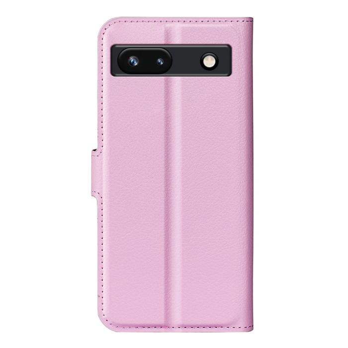 Bild 6,  Google Pixel 7A Fodral Litchi Textur Läder Ljus Rosa