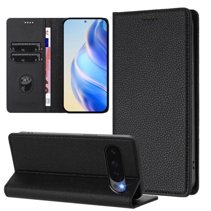 Bild 4,  Google Pixel 10/10 Pro / 9/9 Pro Fodral RFID Litchi Läder Svart