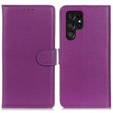  Samsung Galaxy S24 Ultra Fodral Litchi L&auml;der Lila