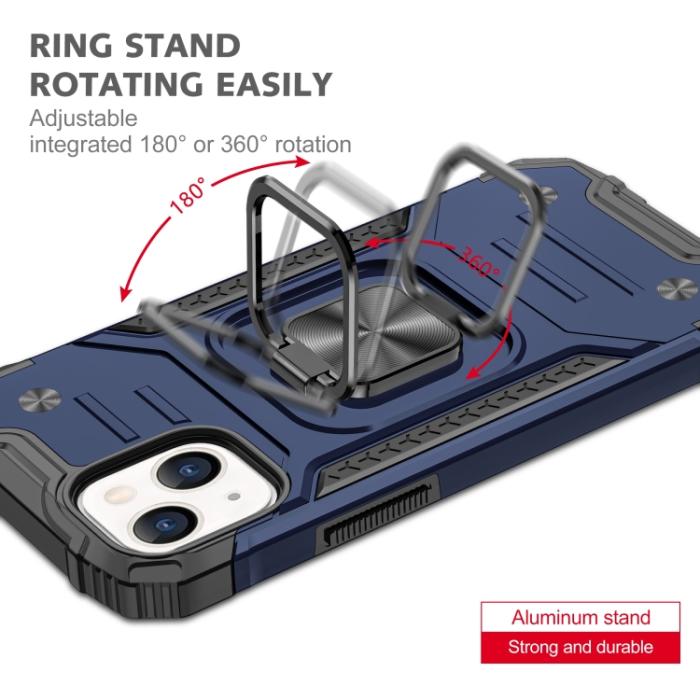 Bild 4,  iPhone 14 Pro Skal Shockproof Hybrid Ring Blå
