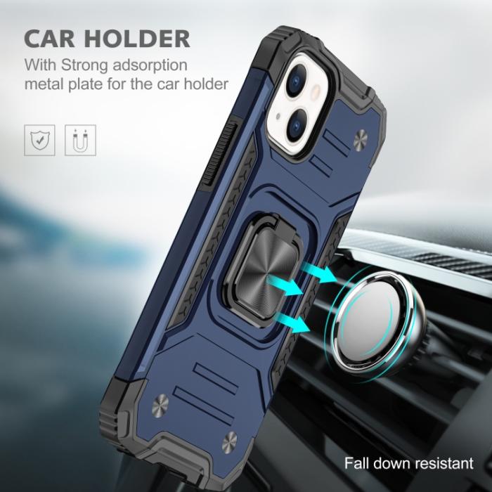 Bild 6,  iPhone 14 Pro Skal Shockproof Hybrid Ring Blå