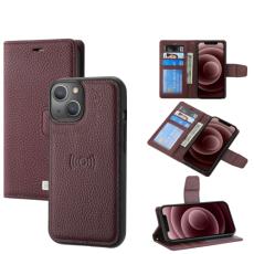  iPhone 14 2in1 Litchi Magnet Fodral / Skal Lila
