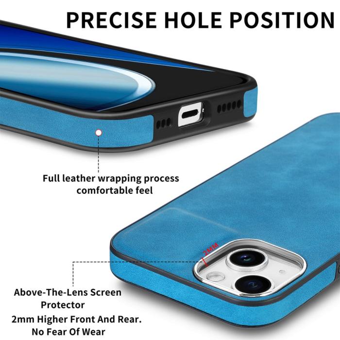 Bild 4,  iPhone 15 Plus Skal Läderbelagt Skin Touch Blå