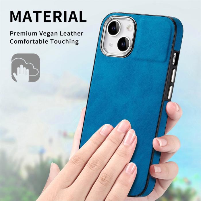 Bild 5,  iPhone 15 Plus Skal Läderbelagt Skin Touch Blå