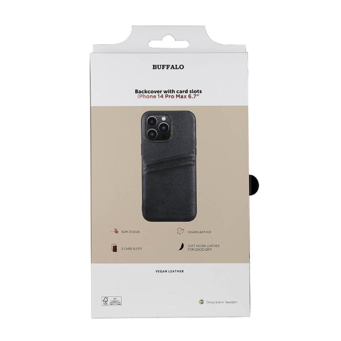 Bild 2, Buffalo Buffalo iPhone 14 Pro Max Skal Läder Med 2 Kortfack Svart