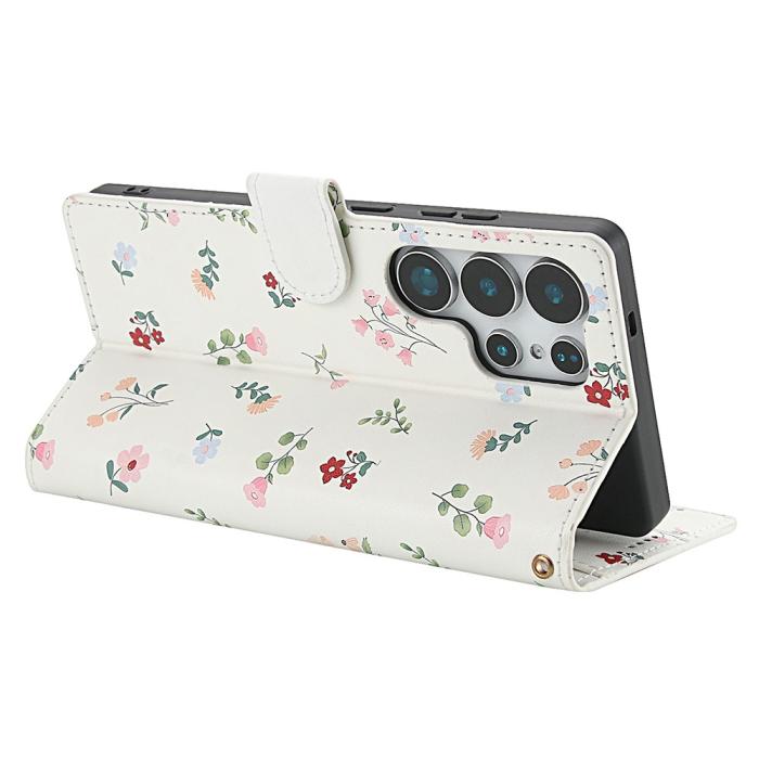 Bild 3,  Samsung Galaxy S26 Ultra Fodral Rhombus Läder Blommor Vit