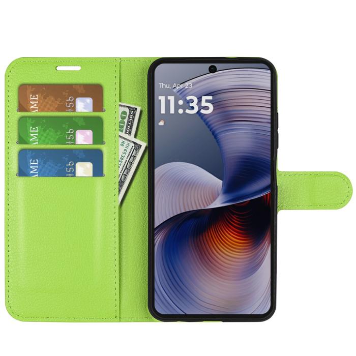 Bild 2,  Motorola Moto G55 5G Fodral Litchi Läder Grön