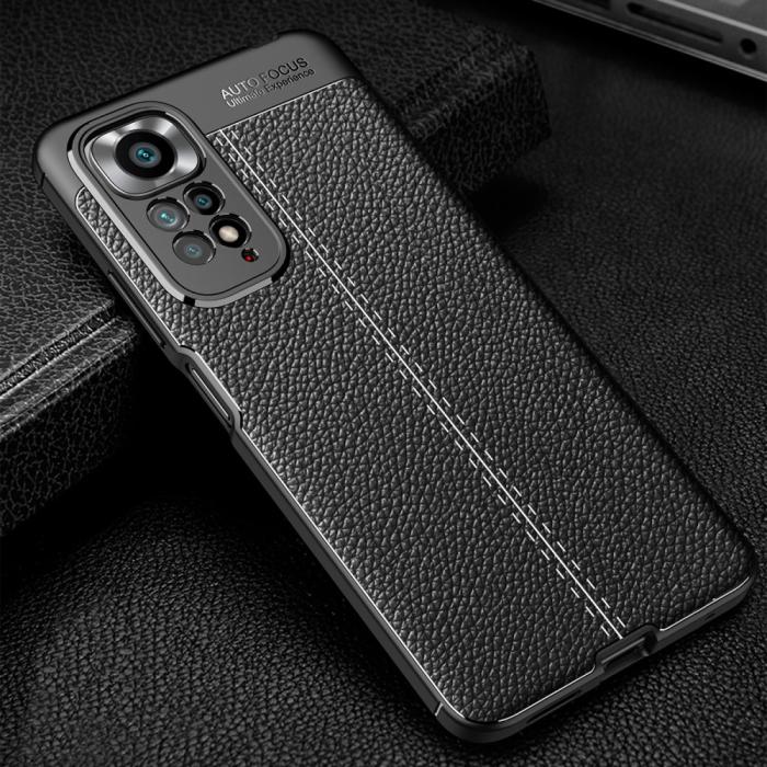 Bild 2,  Xiaomi Redmi Note 11 4G Skal Litchi Textur Svart