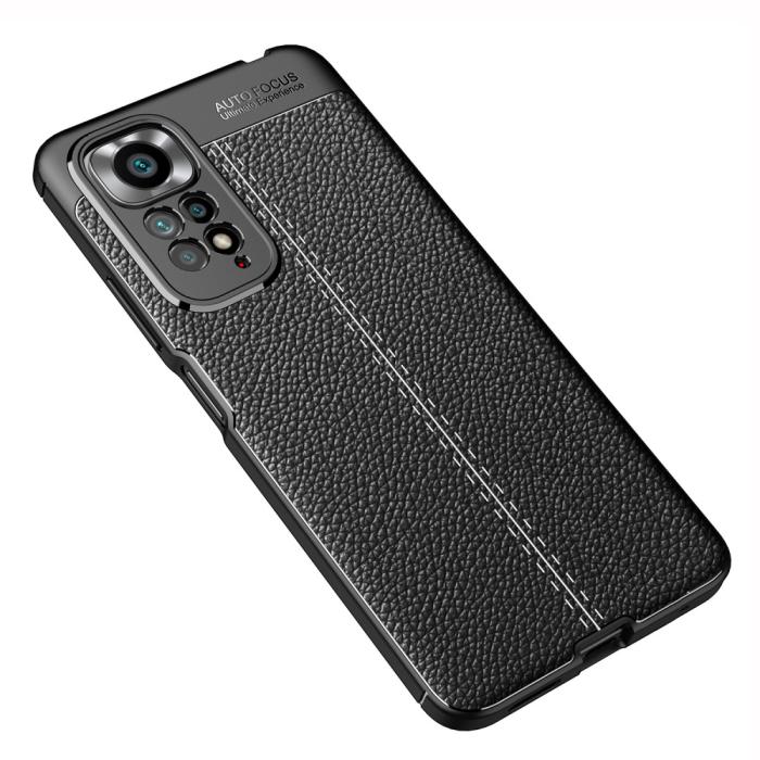 Bild 3,  Xiaomi Redmi Note 11 4G Skal Litchi Textur Svart