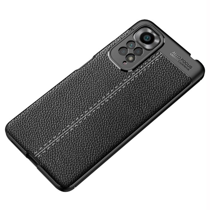 Bild 4,  Xiaomi Redmi Note 11 4G Skal Litchi Textur Svart