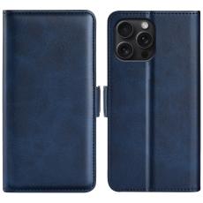  iPhone 16 Pro Max Fodral Flip L&auml;der M&ouml;rk Bl&aring;