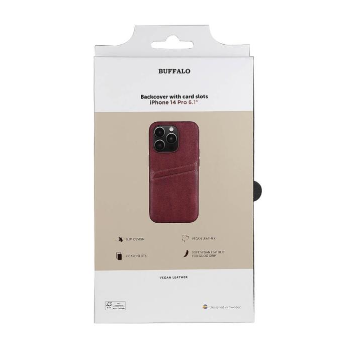 Bild 2, Buffalo Buffalo iPhone 14 Pro Skal Läder Med 2 Kortfack Brun