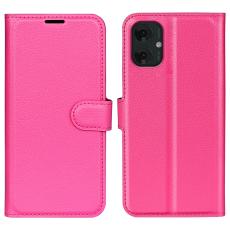  Motorola Moto G55 5G Fodral Litchi L&auml;der Rosa