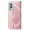  OnePlus Nord 2 5G - Butterfly Läder Fodral - Roséguld