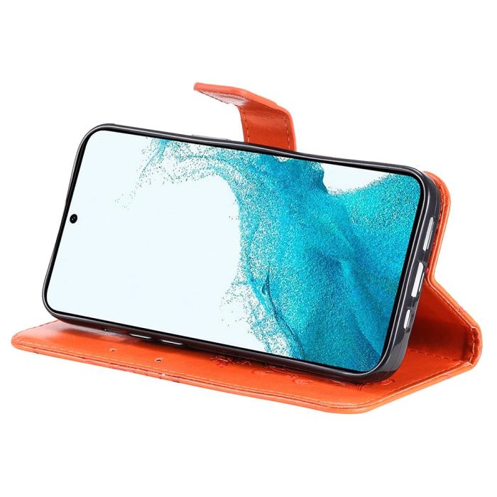 Bild 4,  Samsung Galaxy S23 FE Fodral Tryckta Fjärilar Orange
