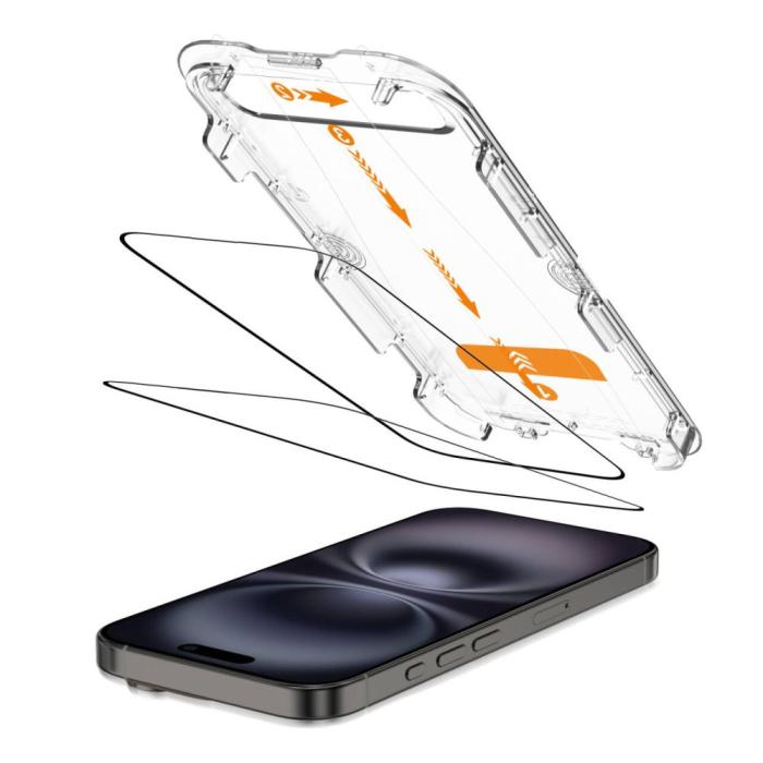 Bild 2, Tech-Protect Tech-Protect iPhone 16/15 2-PACK Skärmskydd QuickSet+ Härdat Glas