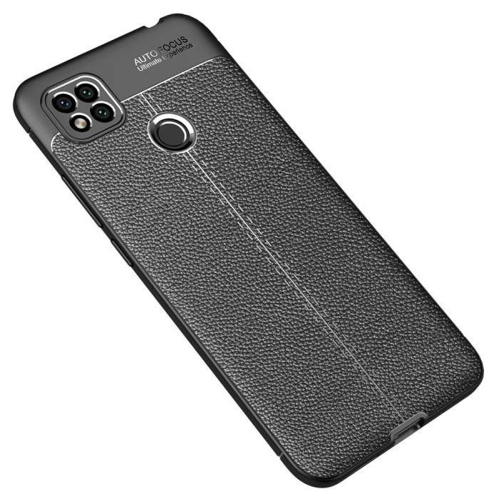 Bild 2,  Xiaomi Redmi 9C Skal Litchi Textur Svart