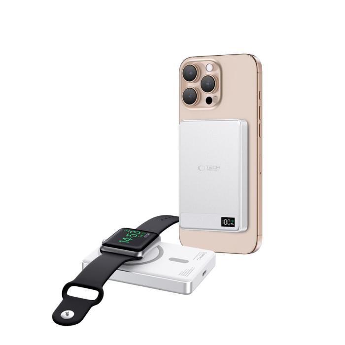 Bild 2, Tech-Protect Tech-Protect 5000 mAh MagSafe Powerbank LifeMag Silver