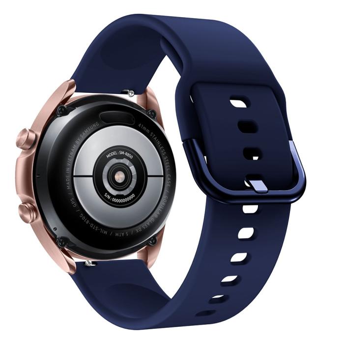Bild 2,  Silikon Armband För Smartwatch (20mm) - Mörk Blå