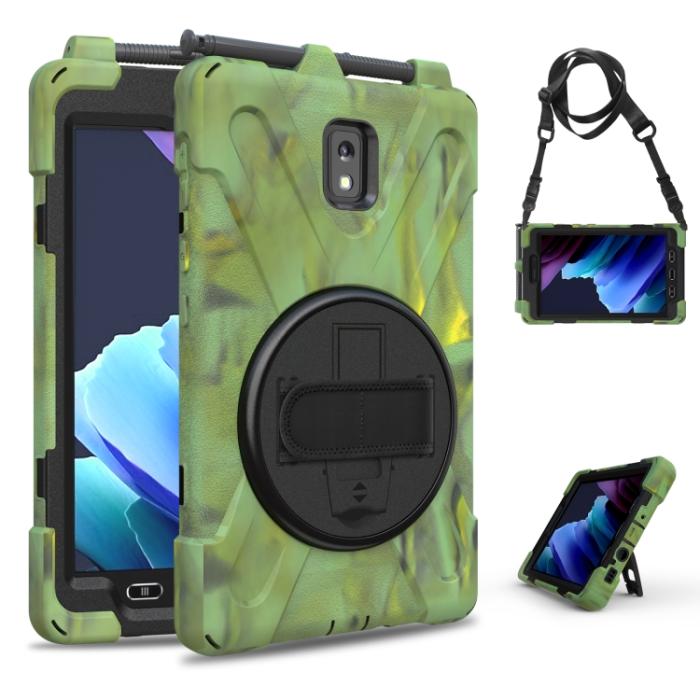 Bild 2,  Samsung Galaxy Tab Active 3 Skal Hybrid Kickstand Rem Camo Grön