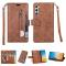  Samsung Galaxy S23 Plus Fodral Multifunktionell Med Frontficka Brun