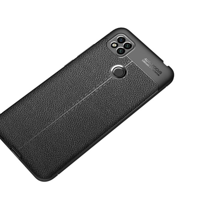 Bild 3,  Xiaomi Redmi 9C Skal Litchi Textur Svart