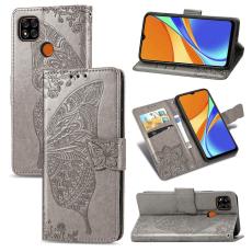  Xiaomi Redmi 9C Fodral Butterfly Gr&aring;