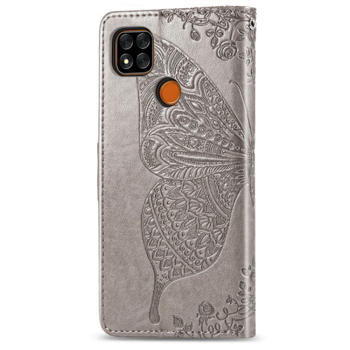 Bild 4,  Xiaomi Redmi 9C Fodral Butterfly Grå