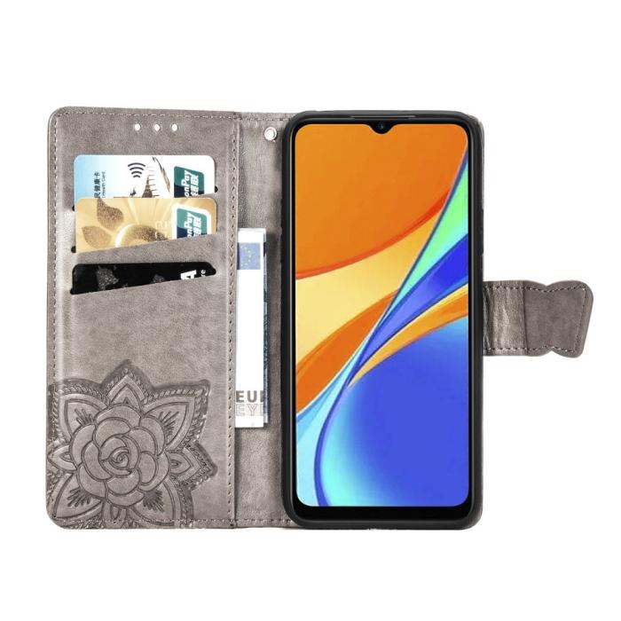 Bild 5,  Xiaomi Redmi 9C Fodral Butterfly Grå