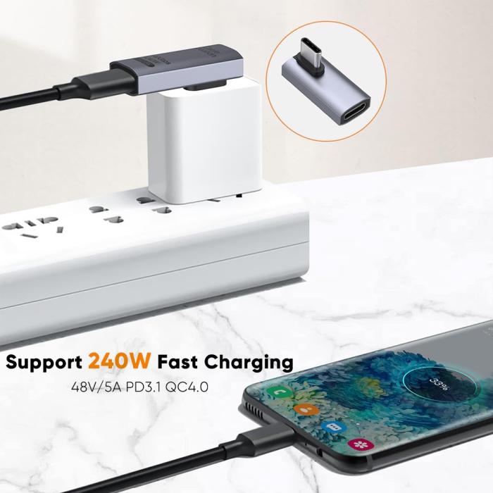 Bild 3, CableCreation CableCreation USB-C Hona - USB-C Hane Adapter Grå