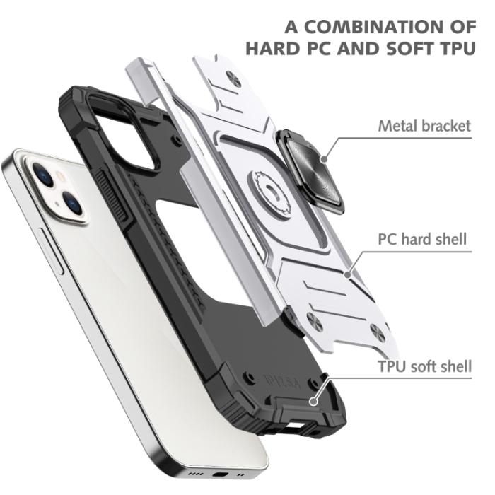 Bild 2,  iPhone 14 Pro Skal Shockproof Hybrid Ring Silver